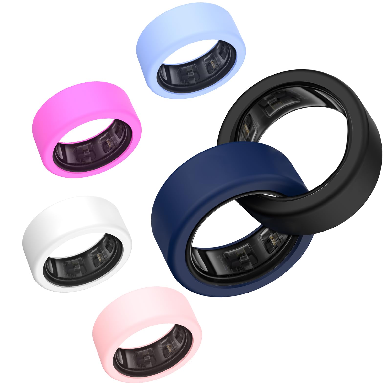 Photo 1 of [6 Pcs] Silicone Cover for Samsung Galaxy Ring - Elastic Case Compatible With Size 10 11 12 13 - Protective Cover for Working Out
