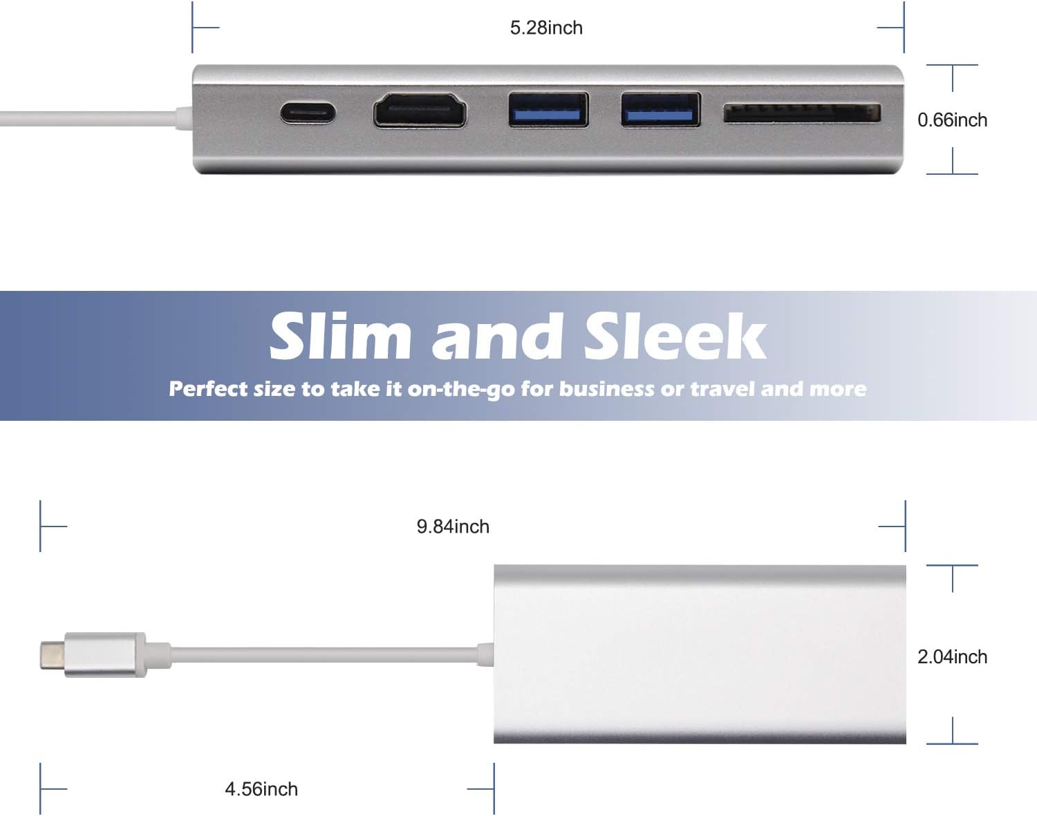 USB C Hub, 6 in 1 Aluminum Docking Station, with Ethernet Port, 2 USB 3.0 Ports, 4K HDMI Output, SD Card Reader, Type C Power delivery, Compatible with MacBook Pro, Chromebook and More: Computers & Accessories