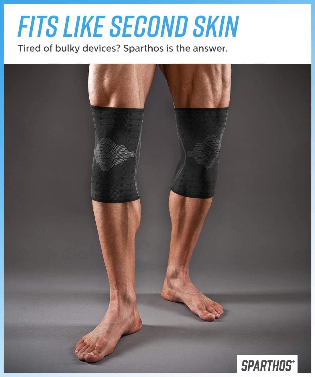 Sparthos Knee Compression Sleeves by (Pair) – Joint Protection and Support for Running, Sports, Knee Pain Relief – Knee Brace for Men and Women – Innovative Breathable Elastic Blend – Anti Slip: Sports & Outdoors
