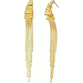 QINASI Gold Dangle Earrings for Women, Long Tassel Drop Chain Earrings, Women's Elegant Trendy Dainty Jewelry Gift