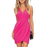 oxiuly Women's Wrap V Neck Bodycon Ruched Cocktail Party Dress Chic Church Wedding Club Pencil Dresses OX345