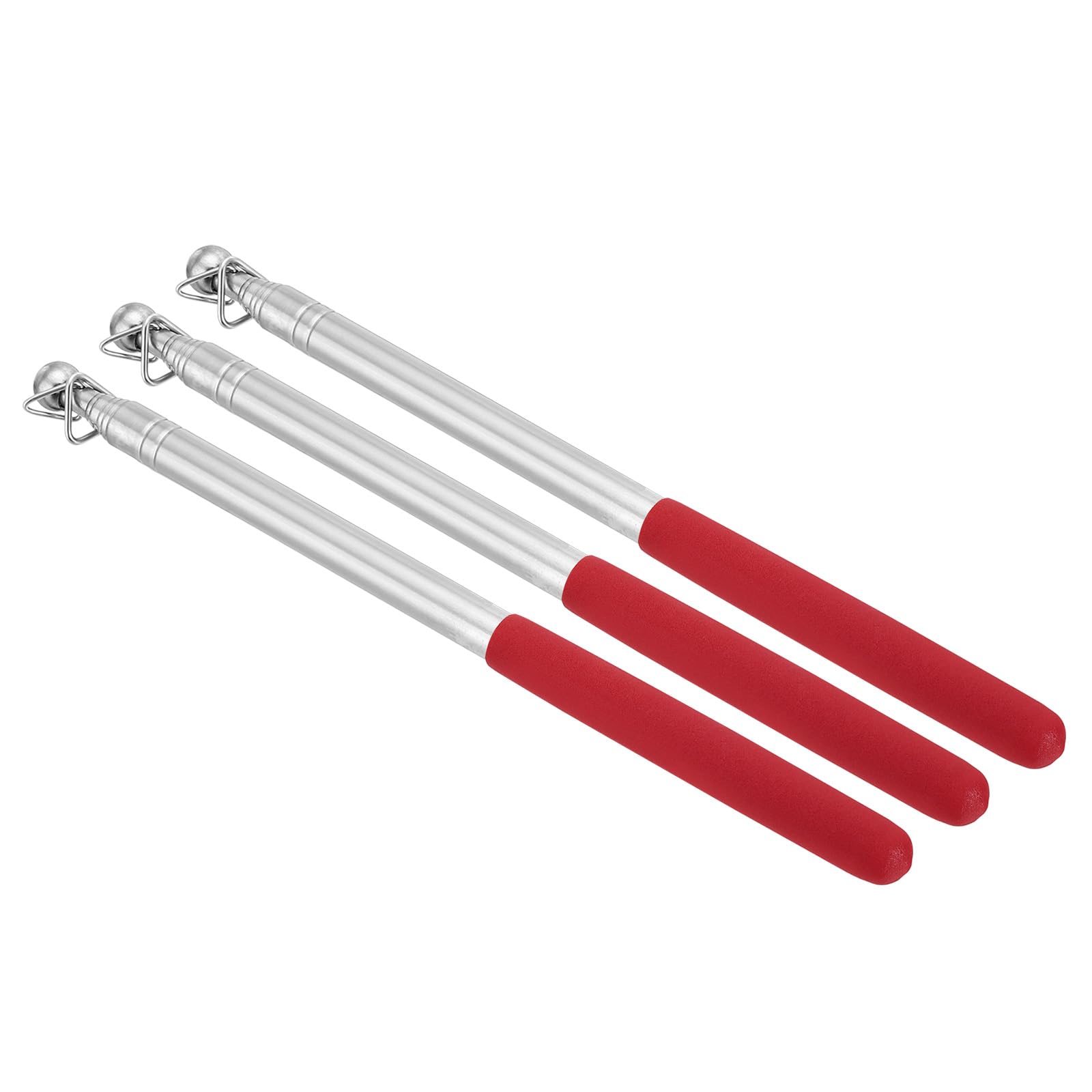 PATIKIL 1.2M/4Feet Telescopic Handheld Flagpoles, 3Pcs Retractable Teachers Pointer Stick Banner Flag Pole for Tour Guide Teaching Red