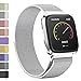 iGK Milanese Replacement Bands Compatible for Fitbit Versa, Stainless Steel Milanese Loop Metal Mesh Bracelet Unique Magnet Lock Wristbands Silver Small