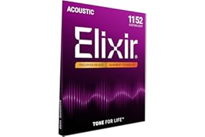 Elixir Strings, Acoustic Guitar Strings, Phosphor Bronze with NANOWEB Coating, Longest-Lasting Rich and Full Tone with Comfortable Feel, 6 String Set, Custom Light 11-52
