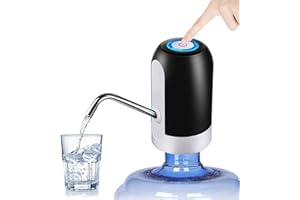 HUAPPNIO Water Dispenser 5 Gallon Water Bottle Pump Electric Portable USB Charging for Camping Office Home (Black, unfoldable