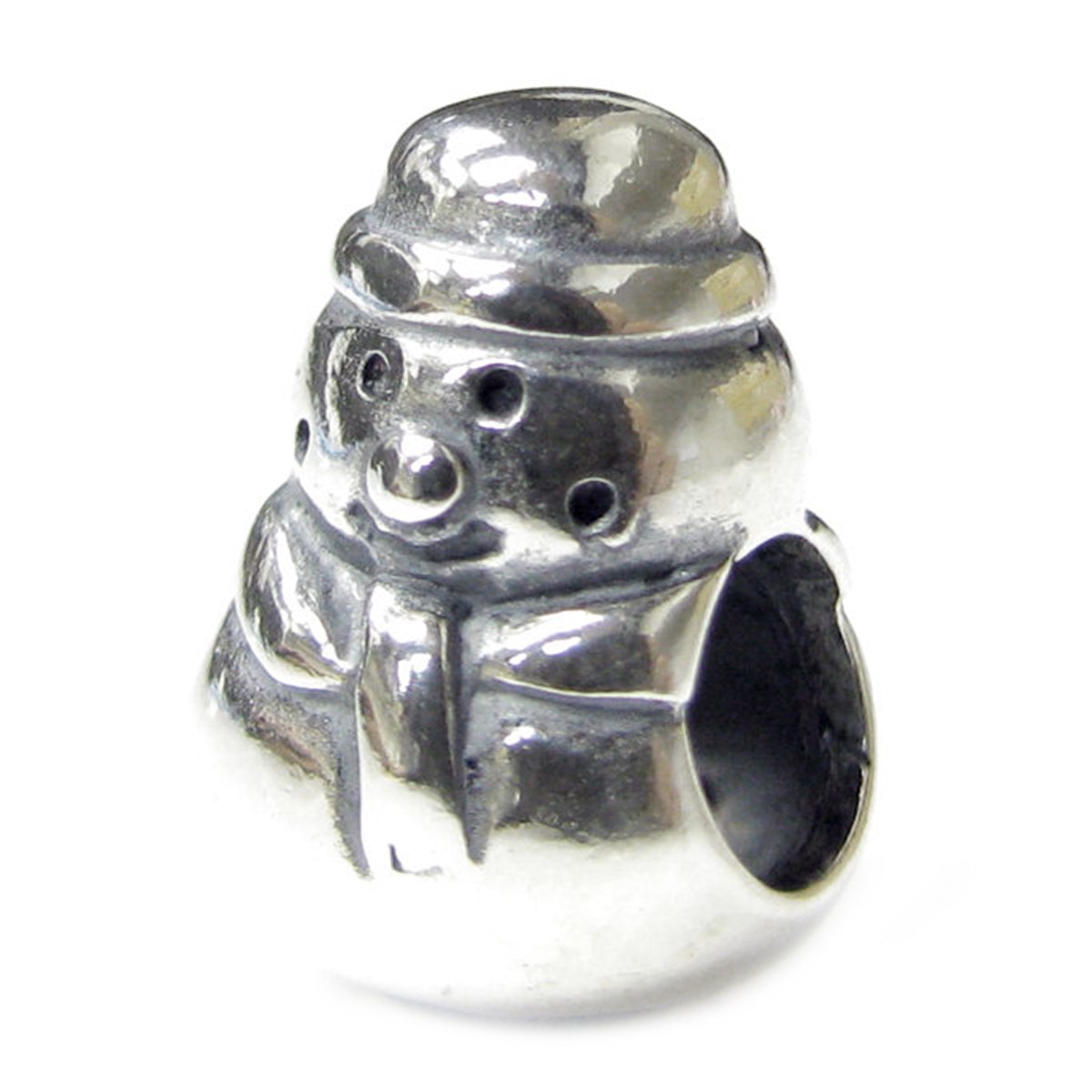 Queenberry Sterling Silver Happy Snowman European Style Bead Charm