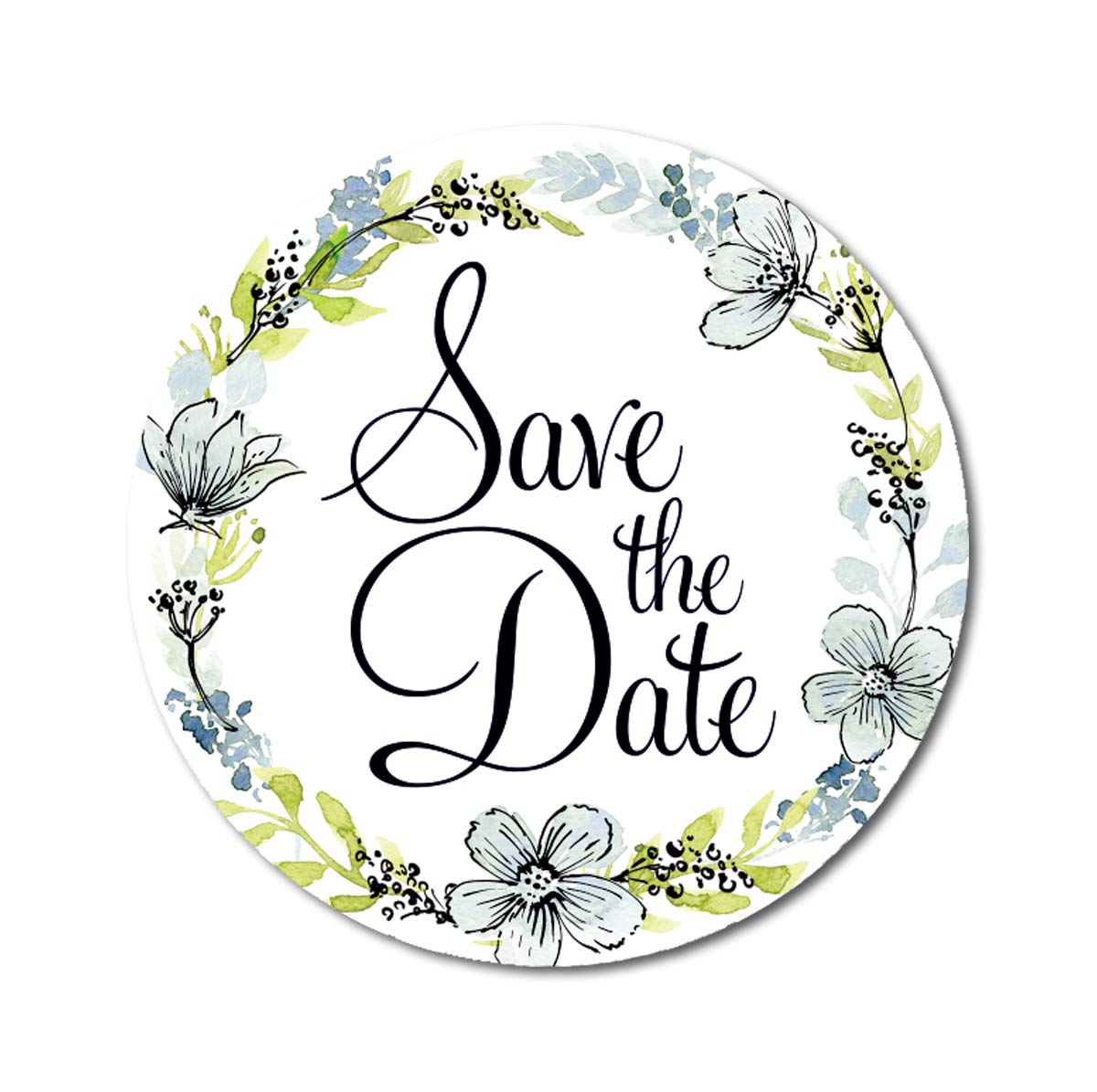 Darling Souvenir 1.6 Inches Round Floral Border Save The Date Stickers Envelope Seals-45 Pcs