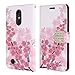 Luckiefind Compatible with LG Aristo LV3 / LG Aristo 2 / LG Tribute Dynasty/LG Fortune/LG Phoenix 3 / LG Risio 2 / LG Rebel 2, Premium PU Leather Flip Wallet Credit Card Cover Case (Wallet Sakura)