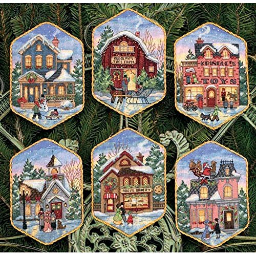 Dimensions Christmas Village Cross Stitch Ornaments Kit (Set of 6)