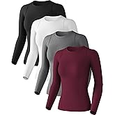 Women's Compression Shirts Long Sleeve Athletic Workout Tops Cool Dry Underscrubs Sun Protection for Gym Yoga Running