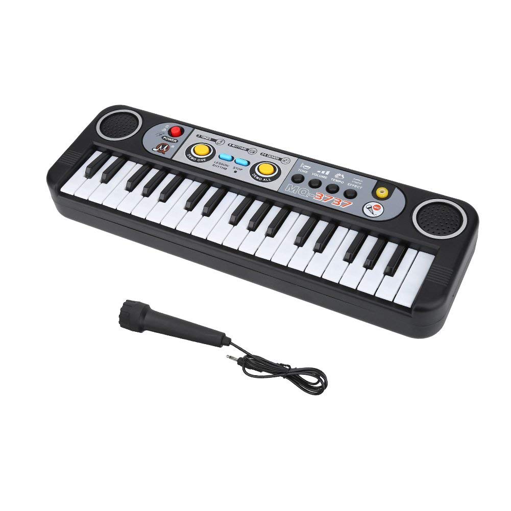 Electric Piano for Kids, 37 Key Digital Keyboard with Microphone, ABS Plastic Portable Musical Instrument for Beginners