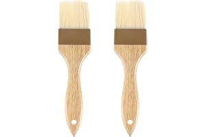 M METERXITY 2-Pack Pastry Brush, Wooden Handle Natural Bristle Basting BBQ Oil Brush for Cooking/Barbecue/Kitchen [2"]