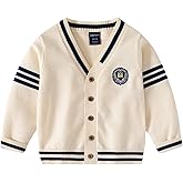 Yaopelky Boys Cardigan Sweater Button Up V Neck Knit Outerwear Long Sleeve Coat Embroidered Casual Jacket