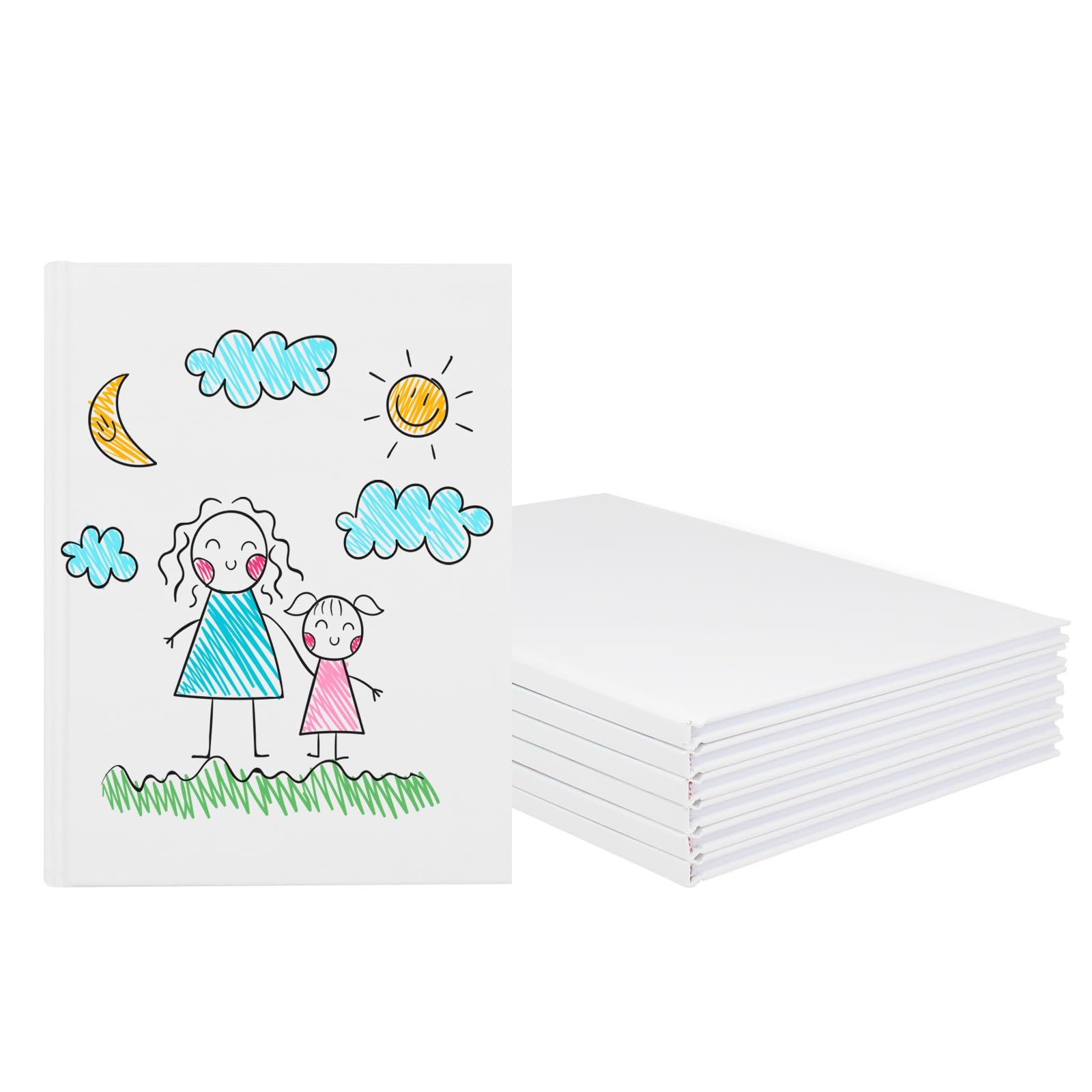ZMCYN 6 Pack White Blank Hardcover Book 6x8 inch, Blank Story Writing Book Unlined Sketch Book, White Cover Blank Books to Write Stories (22 Sheets / 44 Pages Each Blank Notebook