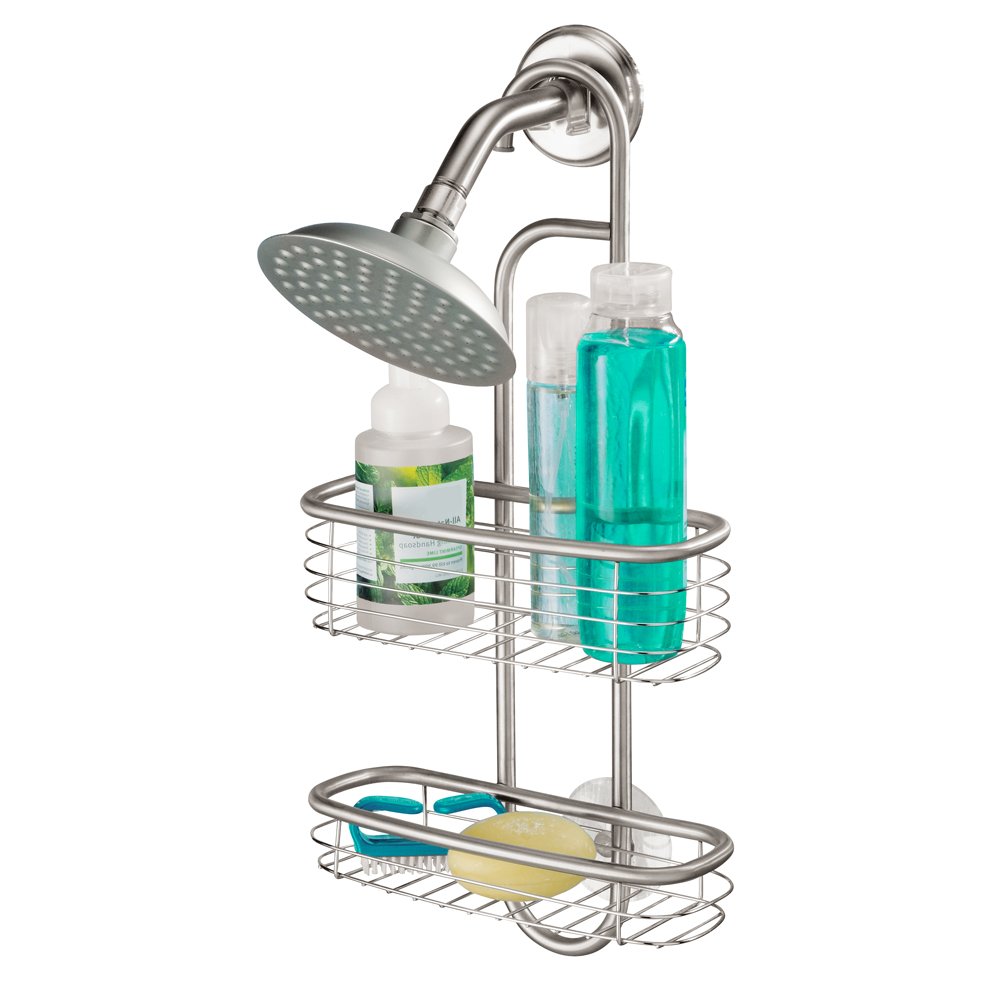 Stainless Steel Suction Shower Caddy Storage Basket Shelves Hanging