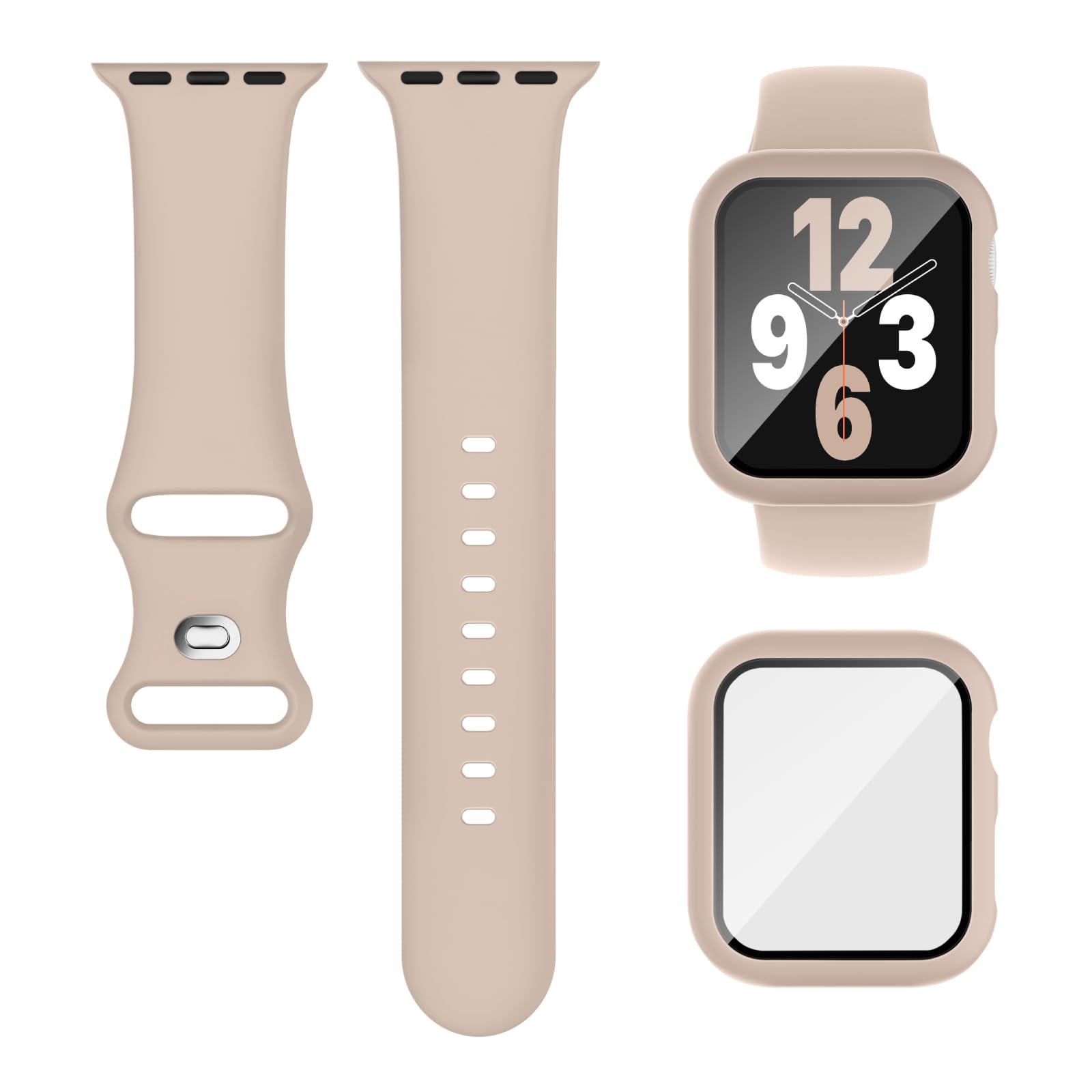 Compatible for Apple Watch Series 11 10 Band 46mm and Case with Screen Protector, Soft Silicone Sport Strap Bands and Protective Cover with Tempered Glass for iWatch Series 11 10
