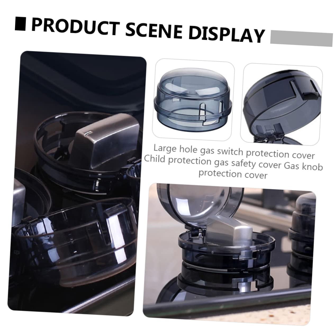 Hohopeti 4pcs Guards Proof Cover Gas View Protector Stove Protection Case Button Toddler Knobs Safety Large Top Children Appliance Cooker Shield Kids Guard for Clear Knob Grey Electric