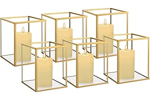 yshengood Glass Hurricane Candle Holder Set of 6 PCS, 4.9 x 3.9 inches Short and Mini Black Glass Candle Holder for Tea Light