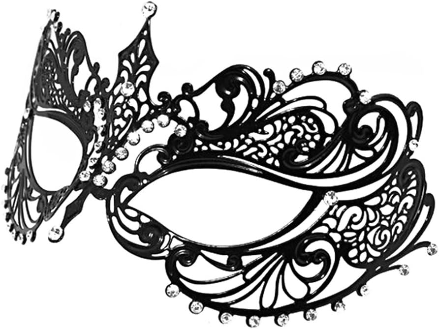 Thmyo 2 Pack Venetian Masquerade Mask for Couples Mardi Gras Halloween Ball Mask (Antique Silver black & black 2) - Image 4
