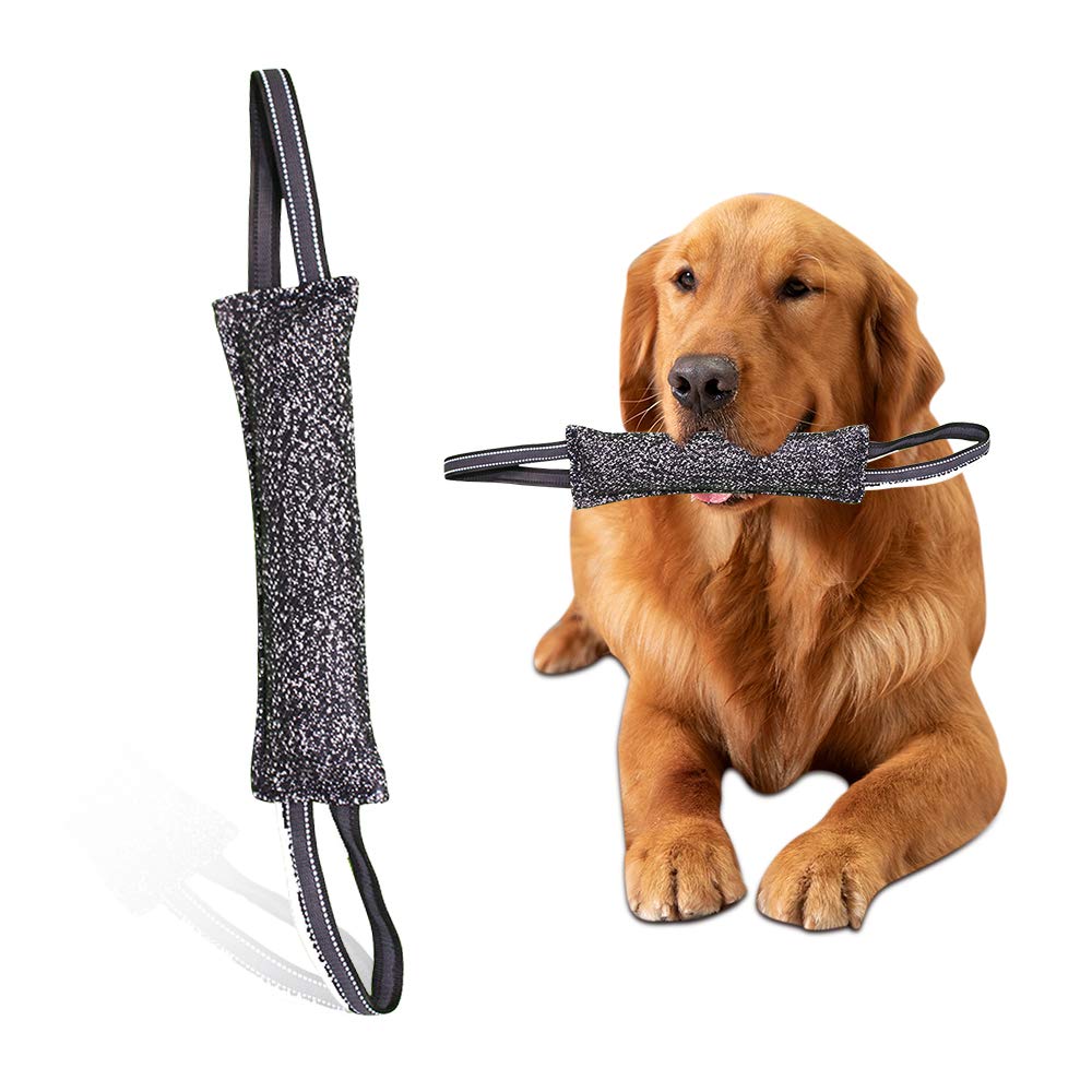 YANGWX Dog Tug Toy, Durable Dog Bite Pull Toys Best for Tug of War, Training Interactive Toys for Small to Medium Dogs, with 2 Strong Handles(Black)