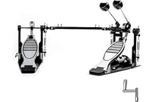 Vaisoeny Double Bass Drum Pedal, Double Chain Double Bass Pedal, Double Kick Pedal for Bass Drum，Drum Set Kit and Electronic Drums (V-HT12)