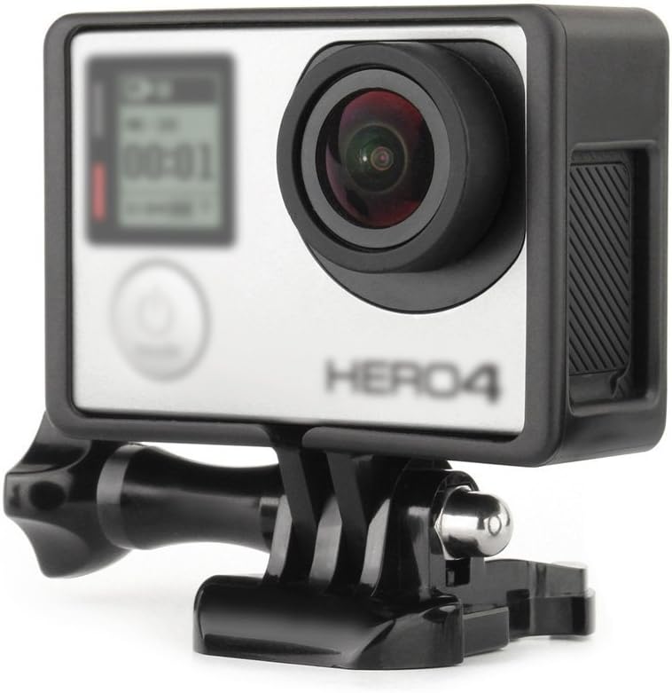 SOONSUN Frame Mount Housing Case with Basic Buckle and Long Thumb Bolt Screw for GoPro Hero 3 3+ 4 Camera and All Slots Fully Accessible-Black