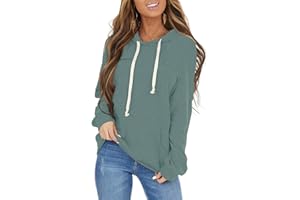 PRETTODAY Women's Casual Lightweight Hoodies Long Sleeve White Drawstring Sweatshirts Loose Pullovers with Pocket