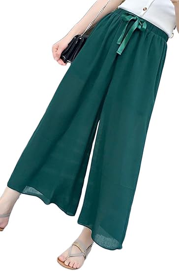 Amazon Gergeousレディース シフォン ワイドパンツ ハイウエスト ガウチョパンツ 無地 スストレートパンツ 夏9分丈 ロングパンツ 薄手 カジュアルパンツ ロングパンツ 通販