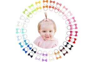 JOYOYO Baby Hair Ties,50PCS Toddler Rubber Elastic Hair Bands with Hair Bows,Small Pigtail Bows Ponytail Hodlers Hair Ties for Baby Girls Infants Toddlers in Pairs