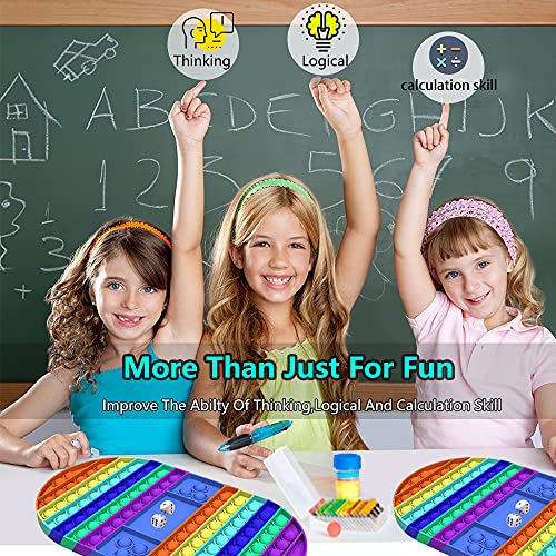 XEVFITN Big Size Pop Game Board Fidget Toy Jumbo Rainbow Push Bubble Sensory Popper Fidget Toys Extra Large Giant Mega Huge Toy for Autistic Special Needs Anxiety Stress Relief ​Kids Girls Boys