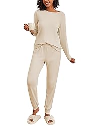 Ekouaer Womens Ribbed Knit Pajama Sets 2 Piece