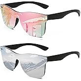 FEISEDY Trendy Rimless Mirrored One Piece Lens Sunglasses Reflective Sun Glasses B4114