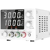 HYELEC Variable DC Power Supply, 0-30V 0-10A, Bench Power Supply with Encoder Knob, 4-Digit LED Display, Digital Calibration, USB and Type-C Charging