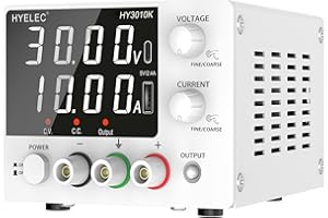 Variable DC Power Supply, 0-30V 0-10A, HYELEC Bench Power Supply with Encoder Knob, 4-Digit LED Display, Digital Calibration, USB and Type-C Charging