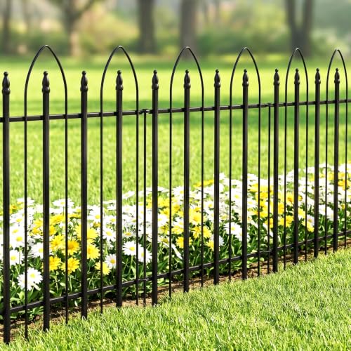 Thealyn Metal Garden Fence Panels, 81cm H x 61cm W, 5-Pack (Total 3m), Rustproof Powder-Coated No-Dig Decorative Border Edging for Yard, Patio & Walkway, Flower Bed, Dog Barrier