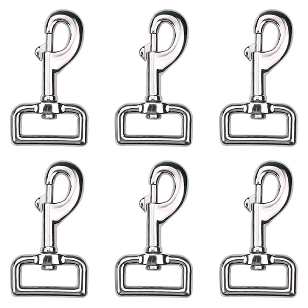 Xihuimay Pack of 6 Single Ended Clips Bolt Snap Hook 59mm Spring Hook Nickel Plated Swivel Eye Trigger Chain Clips Multipurpose Hardware Buckle for Horse Tack Dog Leash Garage Use, Silver