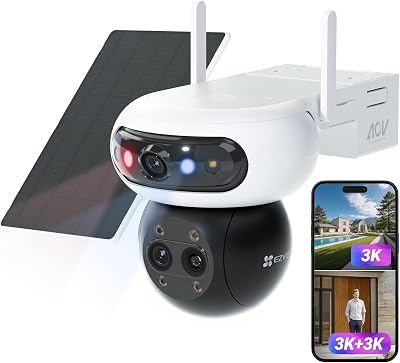Câmara de 15MP (5+5+5 MP) WiFi Vigilância solar exterior, bateria, zoom misto 12x, objetiva tripla 3K, wireless, 360°, AOV, deteção de pessoas por IA, kit CB90F