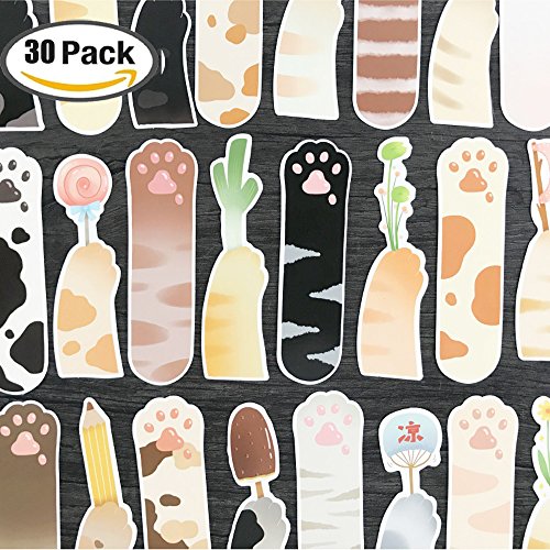 image for YOSCO Funny Cat's Paw Shaped Reading Colorful Cute Bookmarks, 30PCS,No