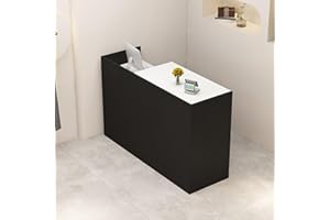 EQWZUPD Reception Desk with Counter, L 35.4-74.8'' , Modern Front Desk Reception Counter, Solid wood ecological board, large storage space,with Storage Drawers, front office desk for Salon, Office, Lobby