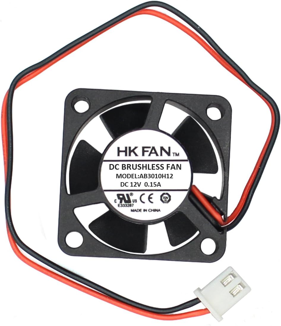30mm x 30mm x 10mm 3010 12V 0.15A Ball Bearing Brushless DC Cooling Fan 2pin, black 30mm fan