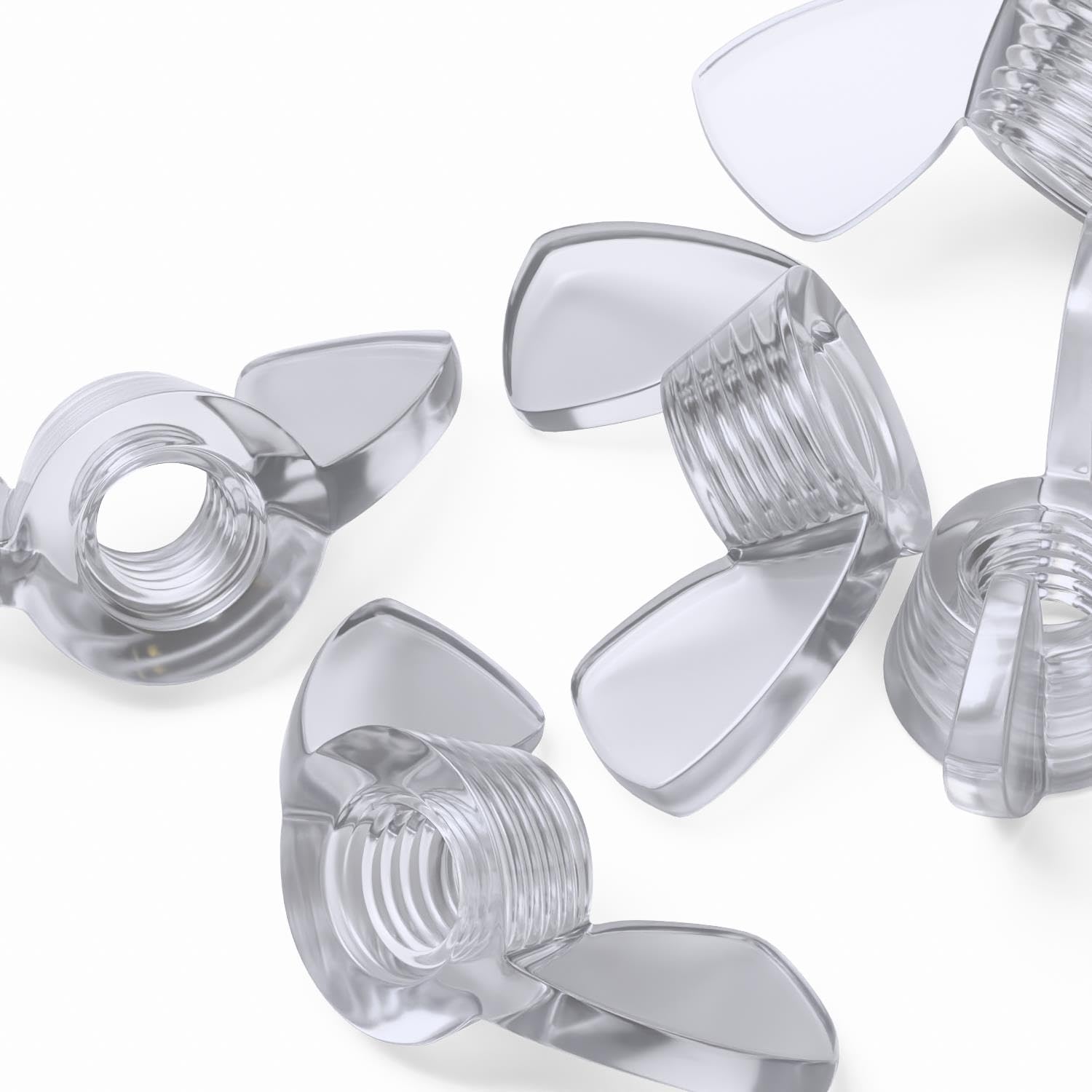 Pack of 20 Transparent Clear Plastic Acrylic M8 Butterfly, Wing Nuts-Acrylic Plastic Screws