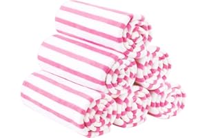 JML Microfiber Beach Towels, Quick Dry Bath Towel Set 6 Pack, 27" x 55" - Cabana Stripe -No Fading, No Linting Microfiber Towels for Hair Wrap, Pool, Bath, Sport, Yoga, Camping, Swimming, Pink