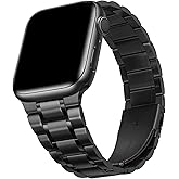 HITZEE Metal Bands Compatible with Apple Watch Band 42mm 41mm 40mm 38mm, Stainless Steel Replacement Men/Women Band Strap Compatible for iWatch SE3 2 1 Series 11 10 9 8 7 6 5 4-1, Black