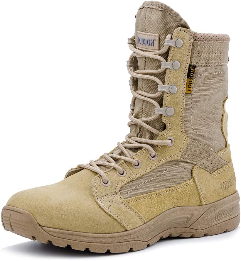 IODSON Men's Ultralight Combat Boots, Breathable Military Boots, Special Force Training Shoes, Shock-Absorbing Tactical Boots