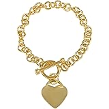Shop LC Curb Chain Toggle Lock Bracelet for Women Jewelry with Heart Charm Birthday Gifts
