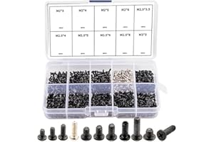 500pcs (10 Sizes) Laptop & Desktop Computer Carbon Steel Replacement Screw Assortment Kit M2 M2.5 M3 Flat Round Head Combo Se