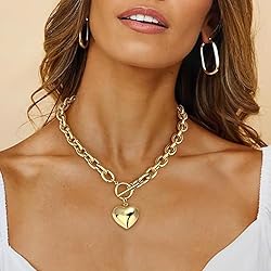BONJOULRY Chunky Gold Bubble Heart Charm Toggle
