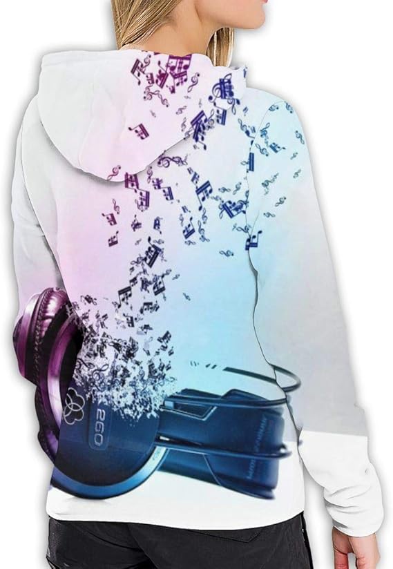 Amazon Co Jp ヘッドフォン音楽パステル女性のパフォーマンスフルジップフリースフーディープルオーバーフード付きスウェットシャツ 服 ファッション小物
