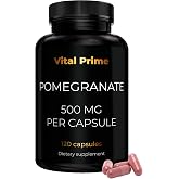 Vital Prime Pomegranate Extract Capsules 500MG per Capsule 120 Count | 4 Month Supply | Pomegranate Pills Non-GMO for Women and Men
