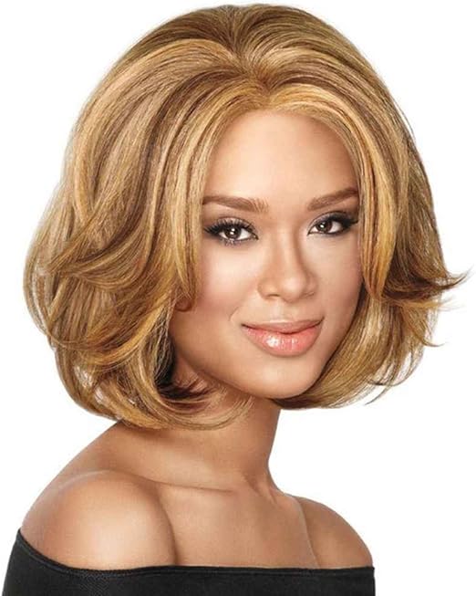 Xuanhemen Flauschige Kurze Perucke Blonde Synthetische Lockige Kurze Haare Perucke Goldene Farben Amazon De Kuche Haushalt